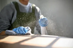 wiping the surface