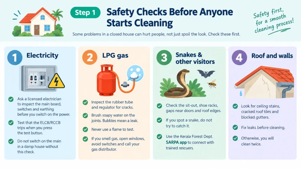 Cleaning checklist for NRI home Kerala: safety checks before cleaning
